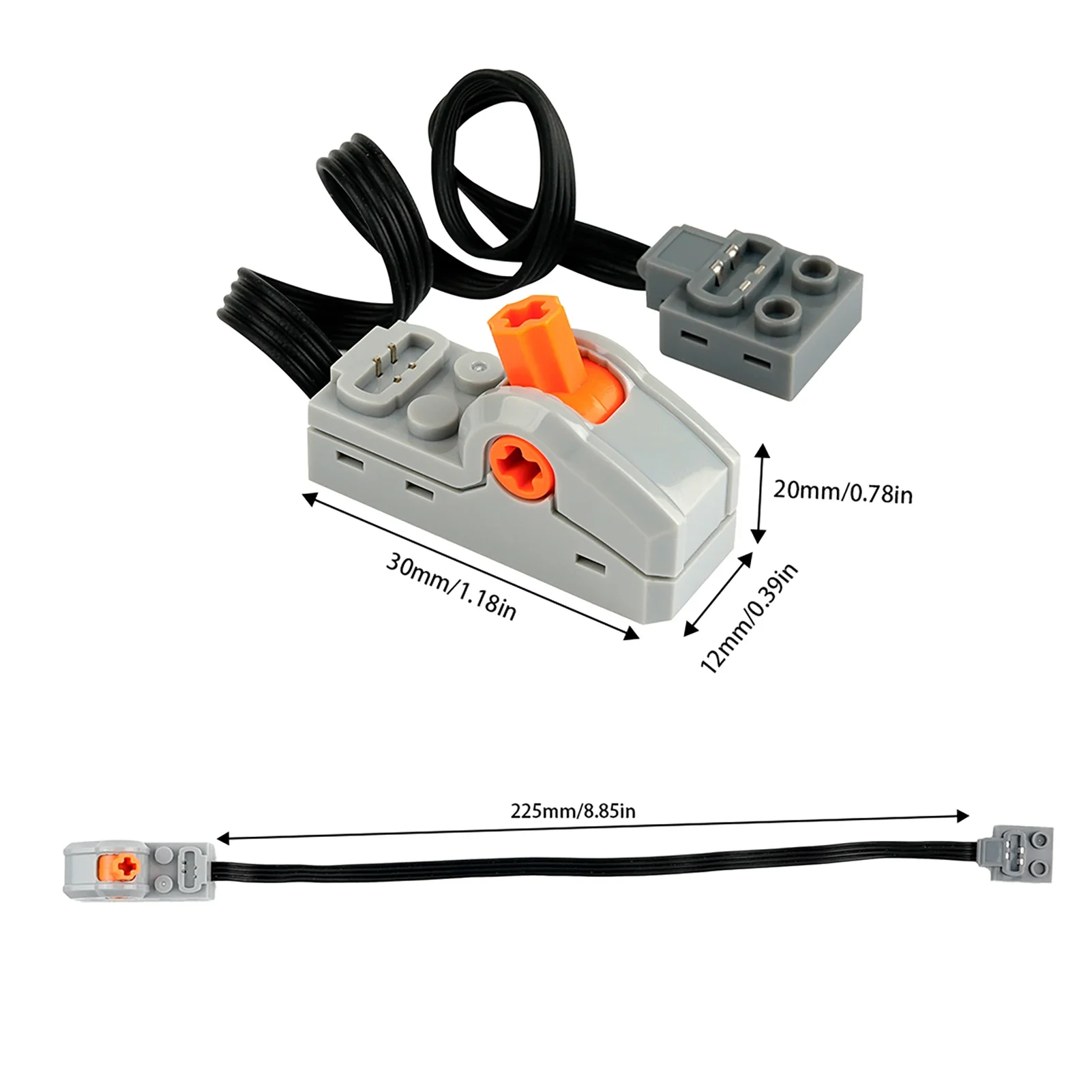 Cavo di prolunga MOC 25 cm/50 cm per servomotore con funzione di alimentazione e ricevitore IR con mattoni da costruzione tecnici 8871/8886/8293
