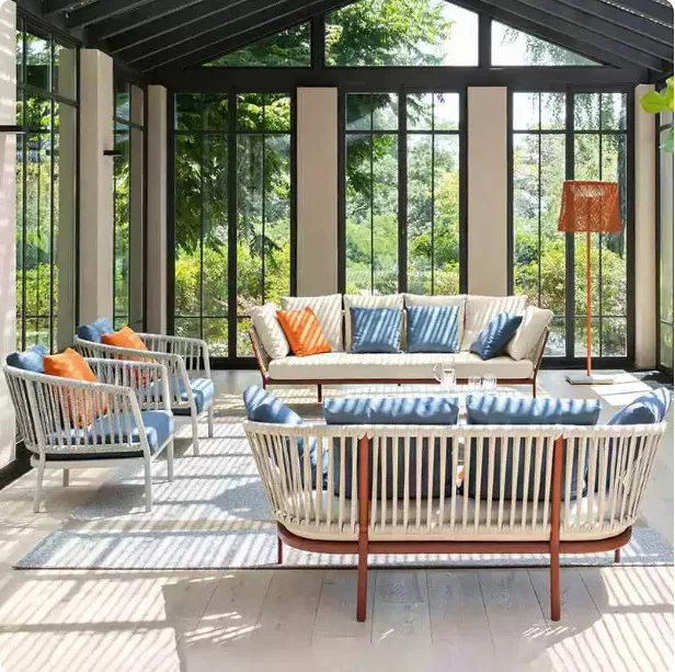 #Modern Outdoor Garden Sofa Set Rattan Lounge Sectional UV-Resistant PE Eco-Friendly Durable Waterproof Park Hotels Patios