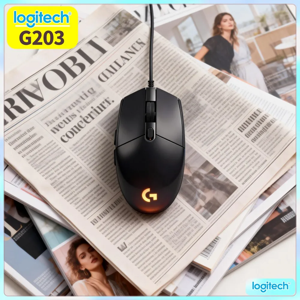 Logitech G203 Wired Gaming Mouse Easy‑To‑Use Accessory Soft RGB Snappy Feedback USB Plug‑And‑Play Desktop
