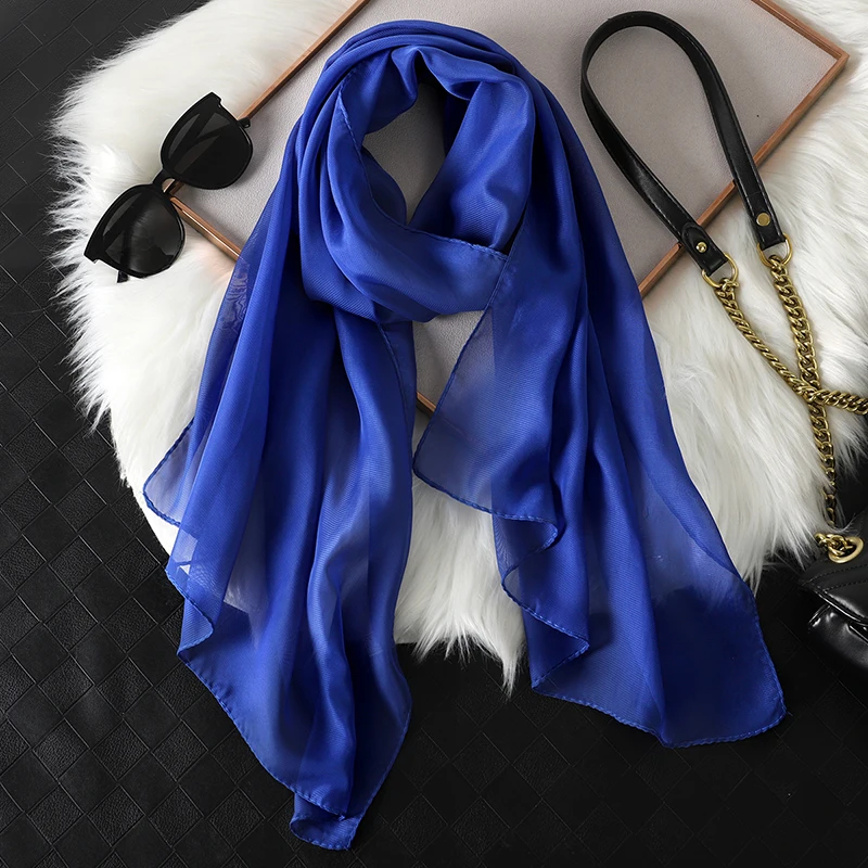 2023 neue Mode Sommer Frauen einfarbig Strand Schal Seide Schals Stirnband Weibliche Stirnband Wraps Sonnencreme Hijab Großhandel – Detail 7