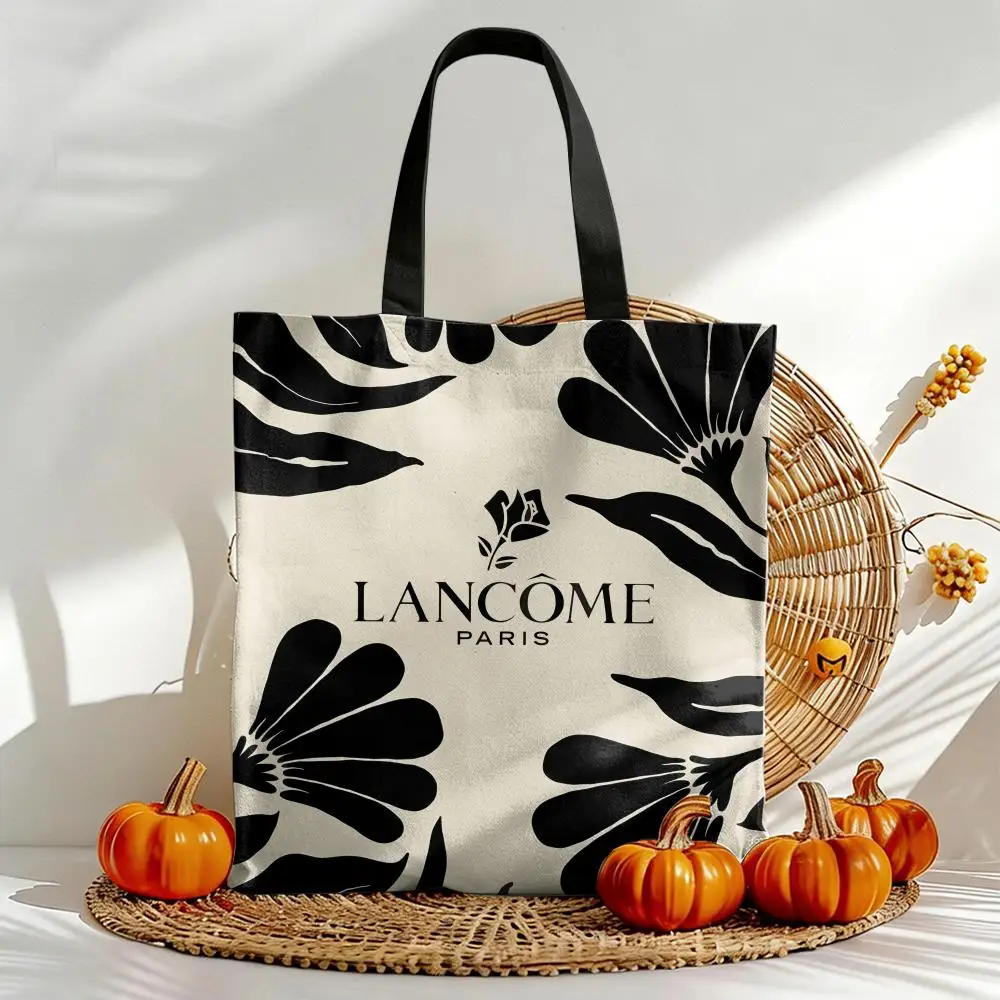Fashion L-L-LancomeS Storage Bags Double-Sided Print Canvas Tote Bag Fashion Large Capacity Women's Shoulder Handbag