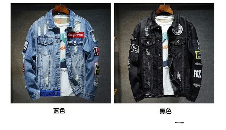 Men Brand Denim Jacket Streetwear Punk Motorcycle Ripped Print Cowboy Coats High Quality Casual Hole Loose Male Jeans Outwear 12 S99cc4128fd2b4e2085b5ce6c5b1179ddi