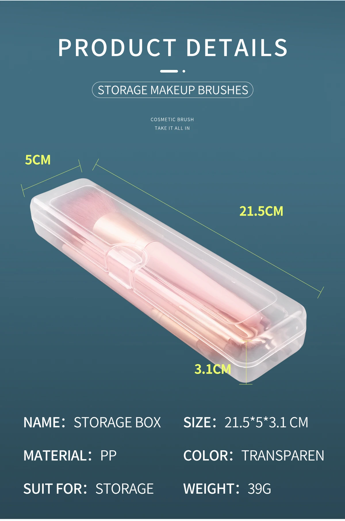 Tragbare Make-Up Pinsel Lagerung Box Augenbraue Bleistift Geschirr Stäbchen Transparent Mit Abdeckung Organizer Fall Schönheit Werkzeug – Detail 3