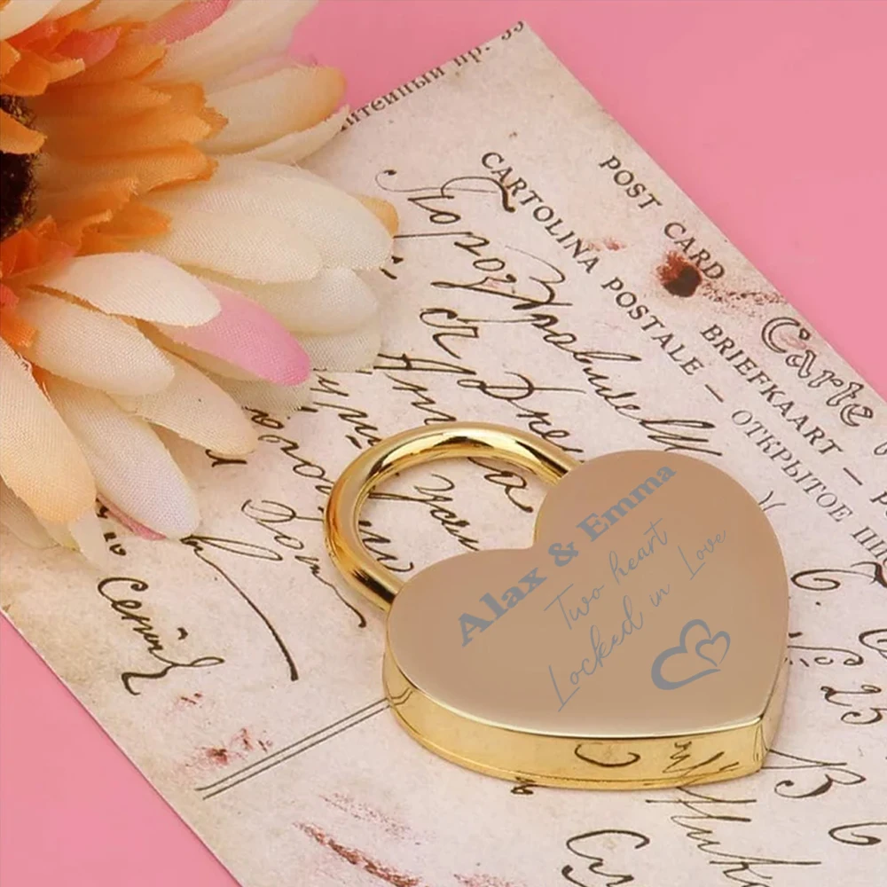 1PC Old Antique Style locked in love Personalized Name Travel Bridge Padlock Customizable Name For Bag Suitcase Luggage Box view 3