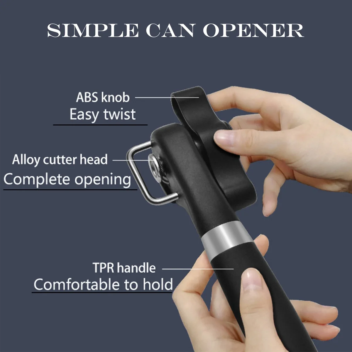 Safe Cut Can Opener, Smooth Edge Can Opener handheld, Food Grade Stainless Steel Cutting Can Opener for Kitchen & Restaurant