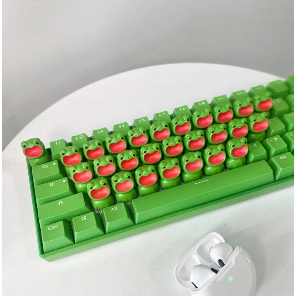 

Little Frog 3D Keyboard Gua Gua Game Accessories Ergonomics Resin + ABS Keycaps for Mechanical Keyboard Wired Front Carve Gift