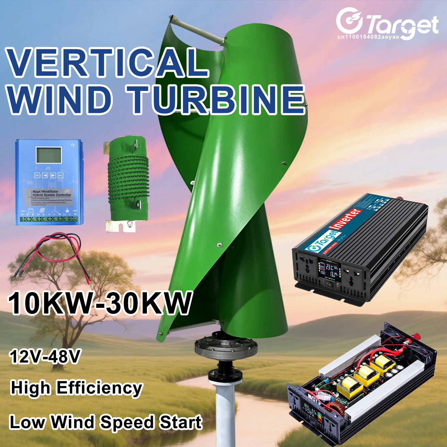 

Wind Generator 10KW-30KW Wind Turbine Generator Complete Set Windmill MPPT Charge Controller Small Home Use Low Noise Low Speed