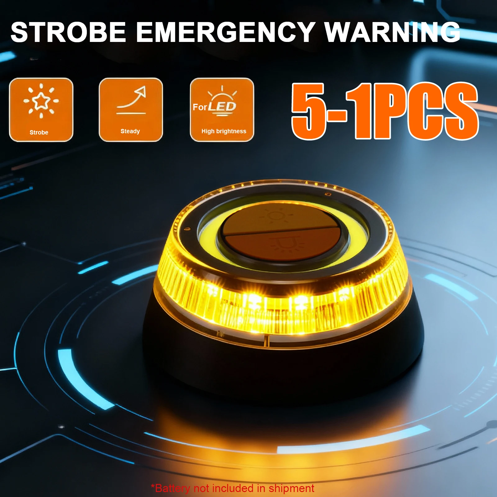 

﻿ 5-1 шт. автомобильный аварийный маячок, оранжевый светодиодный фонарь высокой видимости на батарейках, портативный сигнальный фонарь для автомобиля, грузовика, прицепа
