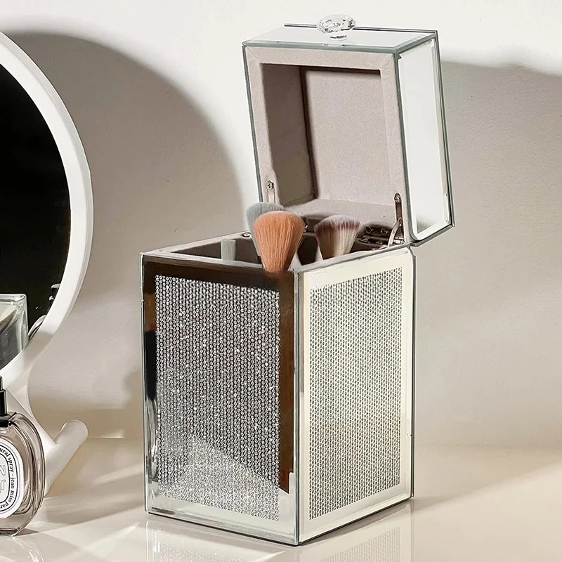 ZJH storage box, dustproof large-capacity makeup brush storage cartridge, high-value lipstick, eyebrow  brush bucket, dresser.