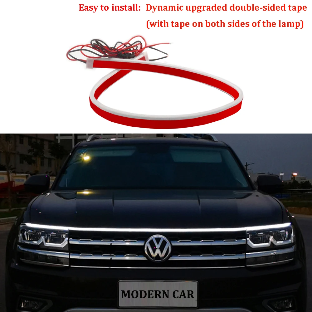 Dynamic Led Car Hood Lights Strip Universal Engine Hood Guide Decorative Light Bar Auto Headlights Car Daytime Running Light