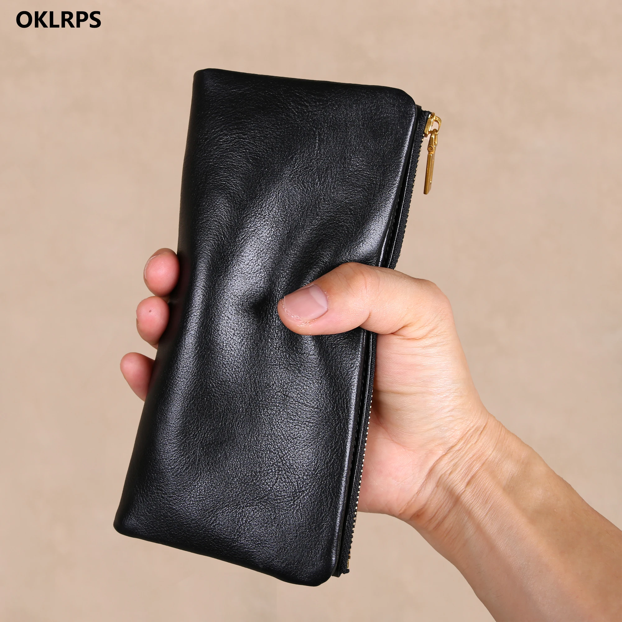 

Top Layer Cowhide Long Wallet, Special Genuine Leather Clutch For Business Trips, Multi-Slot Card Case, Mobile Phone Case