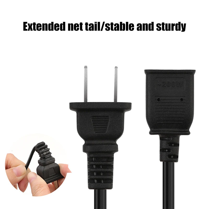 AC Power Cord White Black Red Line With ON/OFF Switch Button Cables Wire Two-pin Plug Cable Extension Cords Adapter