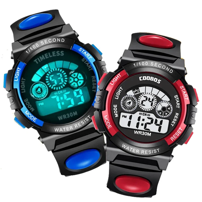 Montre de sport pour enfants avec bracelet en silicone, étanche, numérique, LED, pour écoliers, filles et garçons