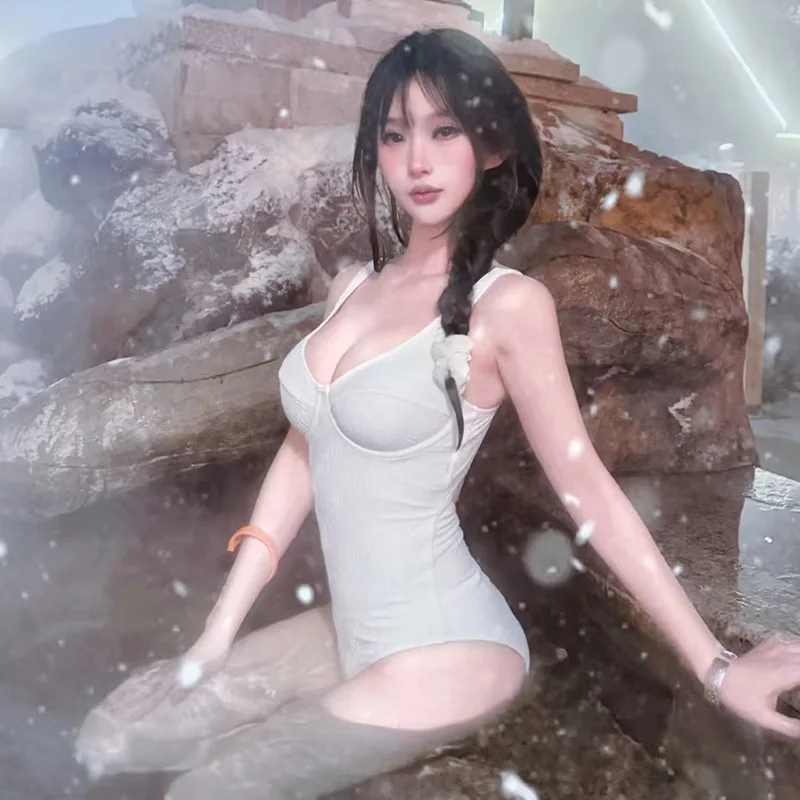 

2025 Pure-Hot One-Piece Swimsuit High-Cut Triangle Tummy Control Slimming Bathing Suit Hot Spring Vacation Modest Swimsuit for S