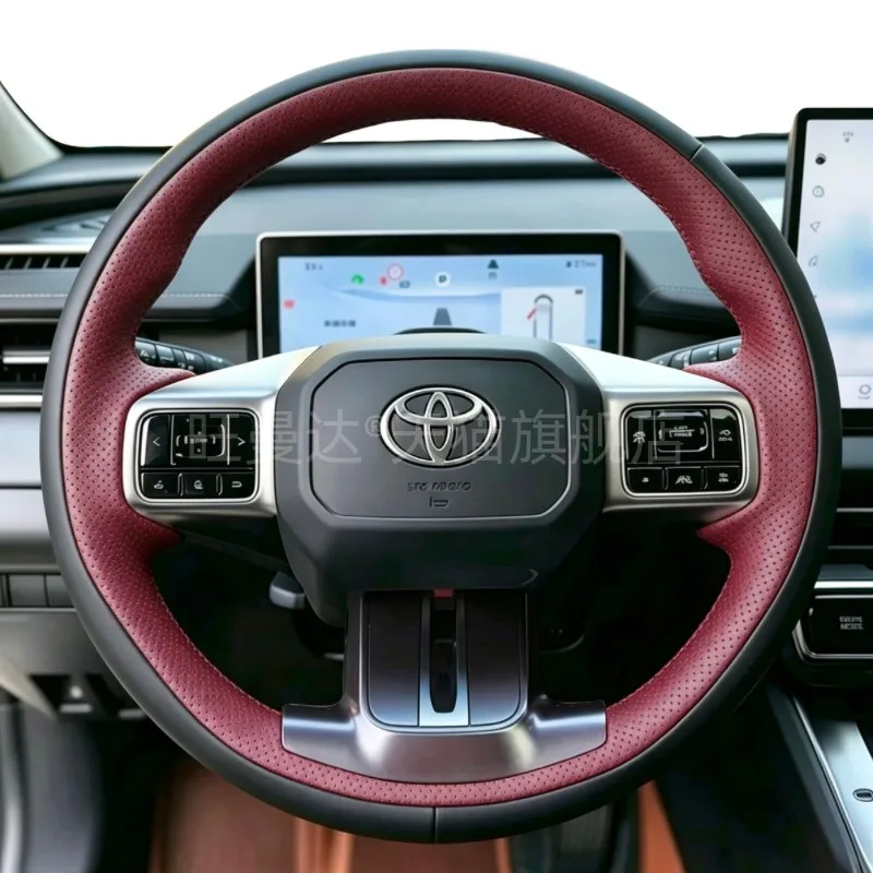 DIY White Style Stitching Steering Wheel Cover for Toyota RAV4 2026 2027 Car Steering Wheel Wrap Interior Accessories