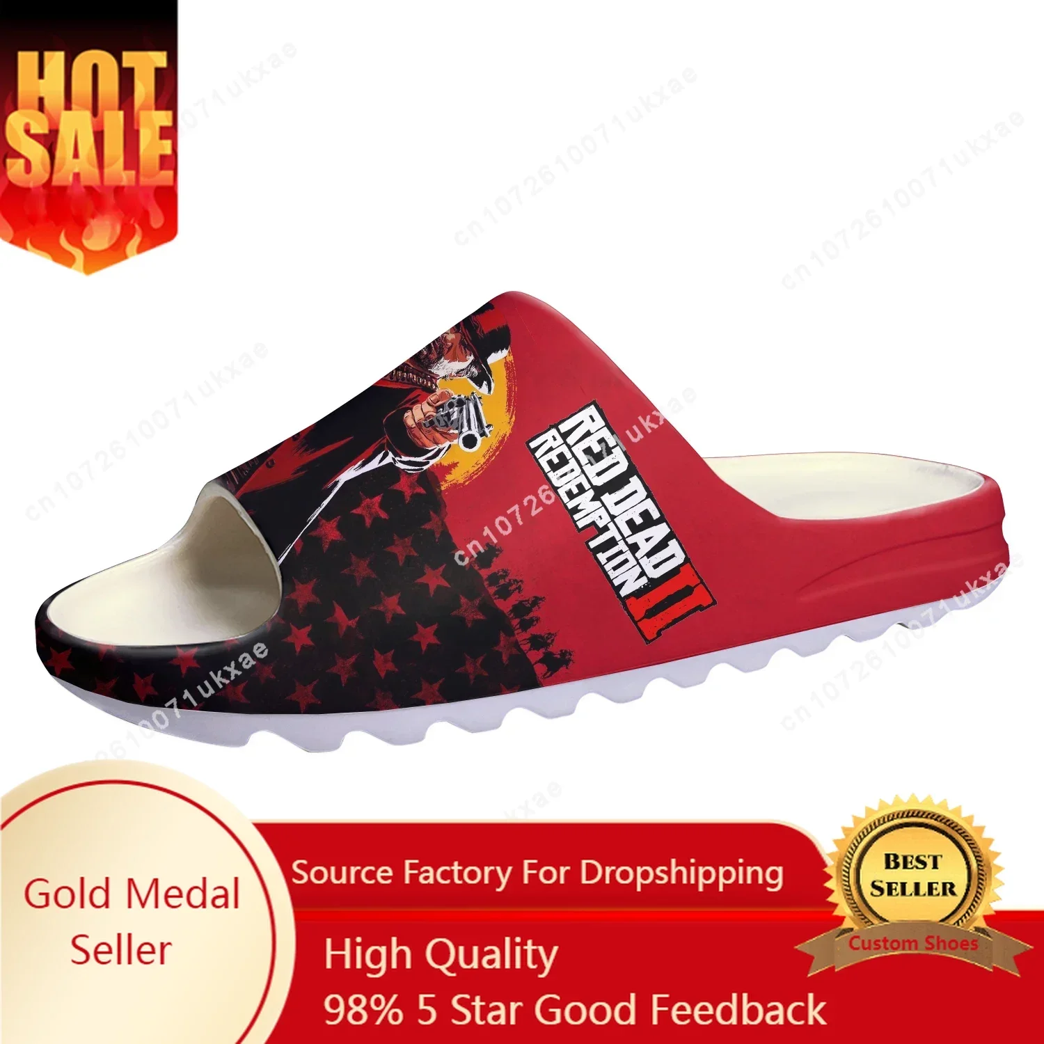 Red Dead Redemption 2 Soft Sole Sllipers Home Clogs Customized Step On Water Shoes Mens Womens Teenager Step in Sandals