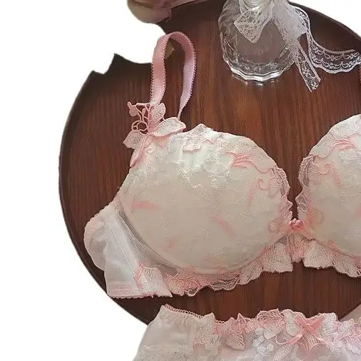 

KUCLUT flower underwear women's lingerie with briefs set pure desire sexy underwireless bra set sweet