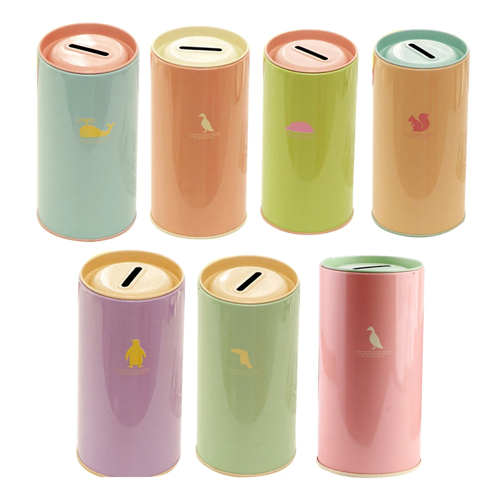 

Cartoon Design Tin Saving Cute Piggy Bank Money Jar Small Change Container Storage Home Office Decoration