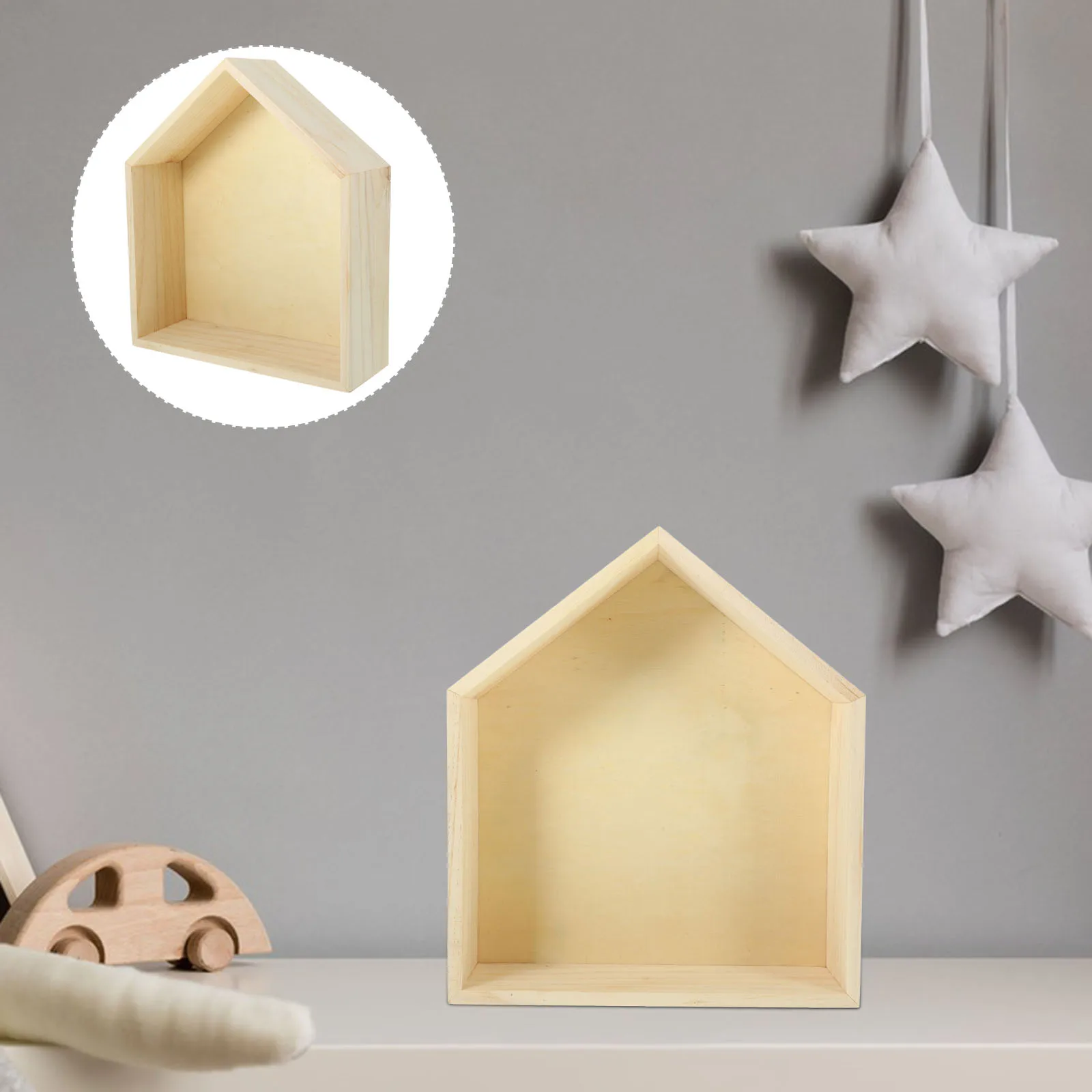

Pentagonal Wood Storage Rack Smooth Lightweight Wall Decor Shelf Kids Room Floating Shelves Home Bath Kitchen Bedroom Office