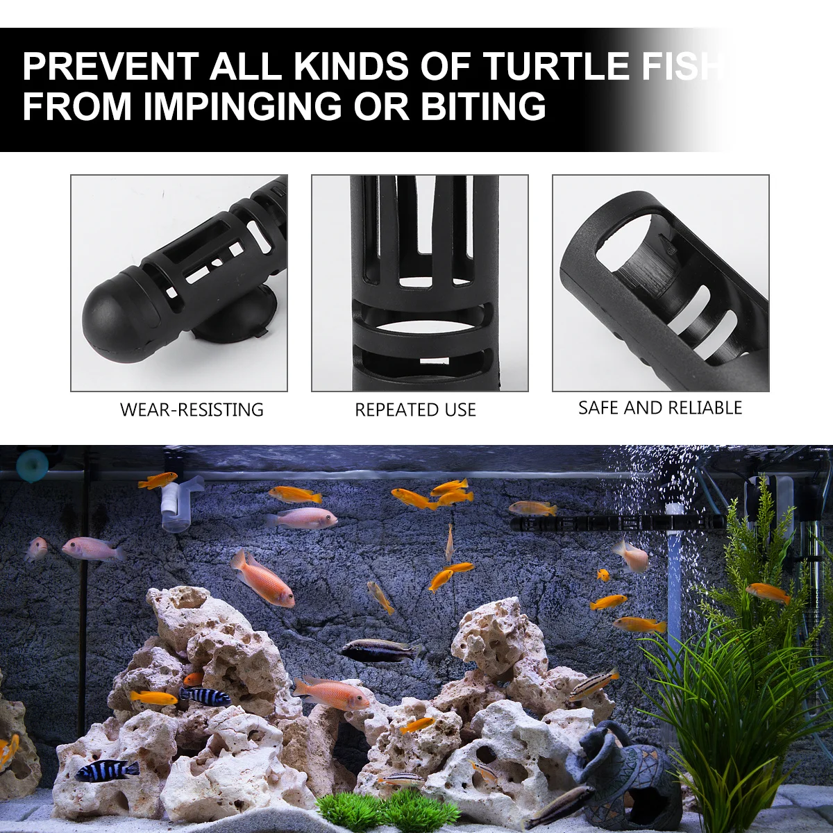 

1Set Aquarium Heater Protective Plastic Cover Adjustable Wear-Resistant Heating for Fish Turtle Tank