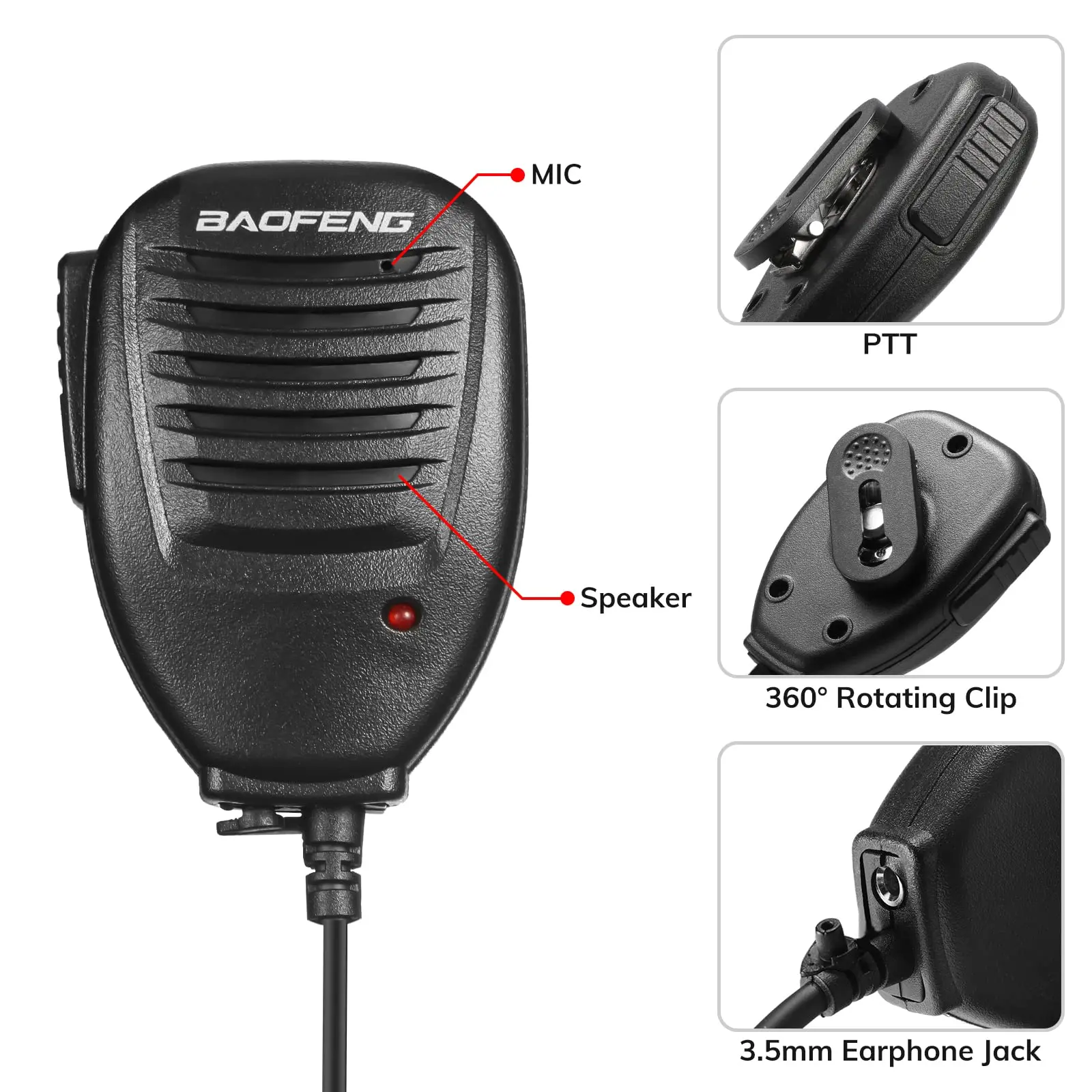 BAOFENG Original Handheld Remote Speaker Mic Microphone UV-9R UV-9R Plus BF-9700 BF-A58 UV-9R Pro UV-9G Waterproof Two-Way Radio
