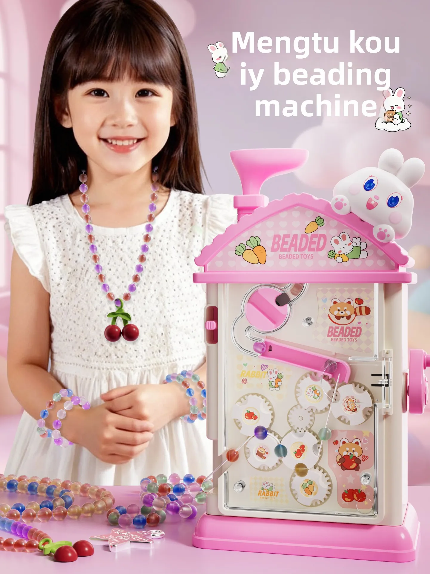 Prezent na Boże Narodzenie dla dziewczynek, automatyczna maszyna do nawlekania koralików, zabawka do samodzielnego tworzenia bransoletek, nie wymaga baterii, kreatywne rękodzieło jubilerskie.