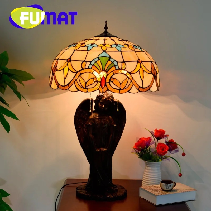 FUMAT Tiffany Vintage Baroque desk lamp Art Deco Living Room Restaurant Hotel Bedroom Bedside Housewarming Gift Office lamp