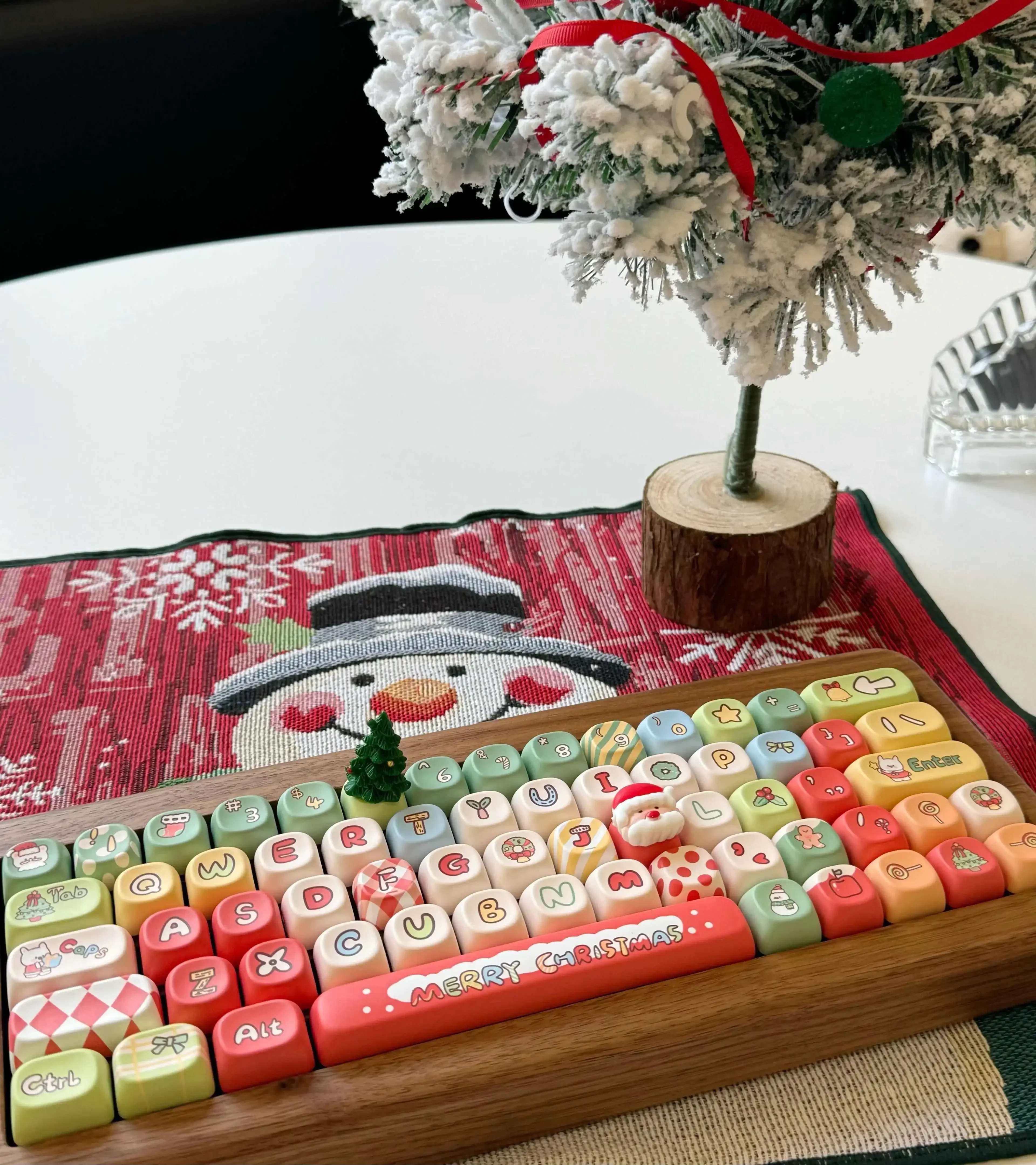 Original Christmas Theme Keycaps 130 คีย์ XOA Cherry Profiled น่ารัก Keycaps ชุด MX Switch Gaming คีย์บอร์ด Keycaps ของขวัญ