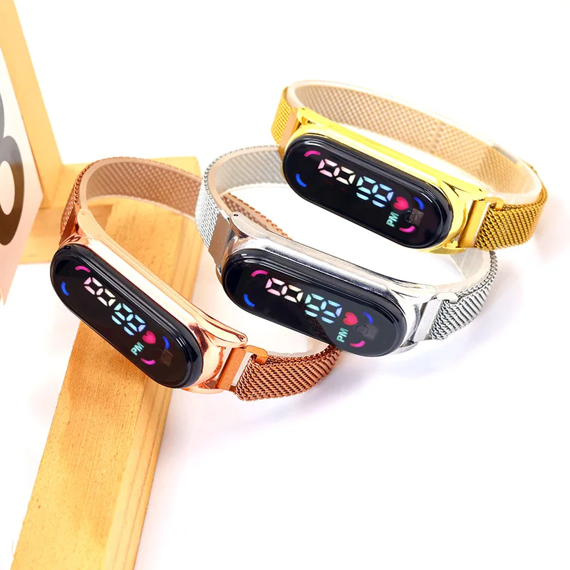 2026 Neue LED-Kinderuhren für Mädchen und Frauen mit Magnetarmband, Touchscreen, Feminine Digitaluhr, Geschenk – Detail 4