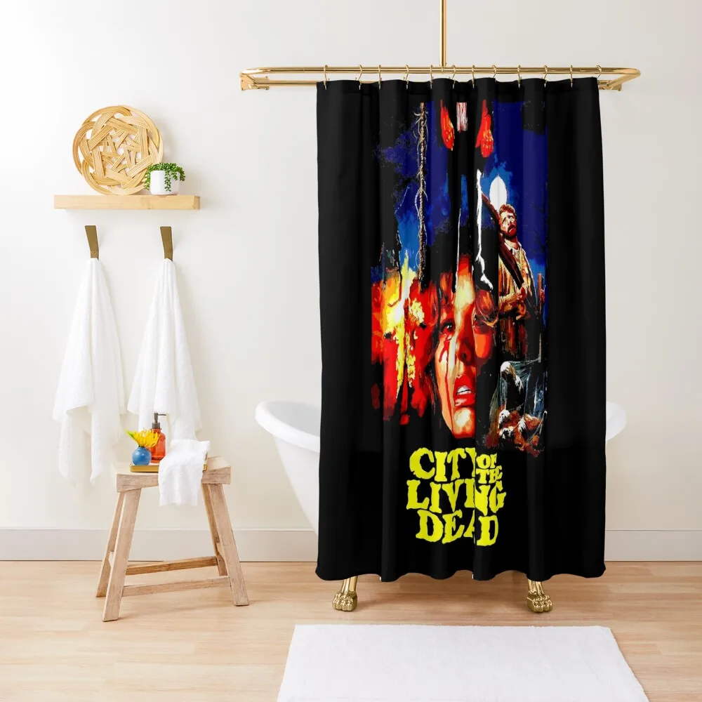 

Triple feature friday City of living, dead poster horror film Shower Curtain For Bathroom Shower Bathroom Shower Set Curtain