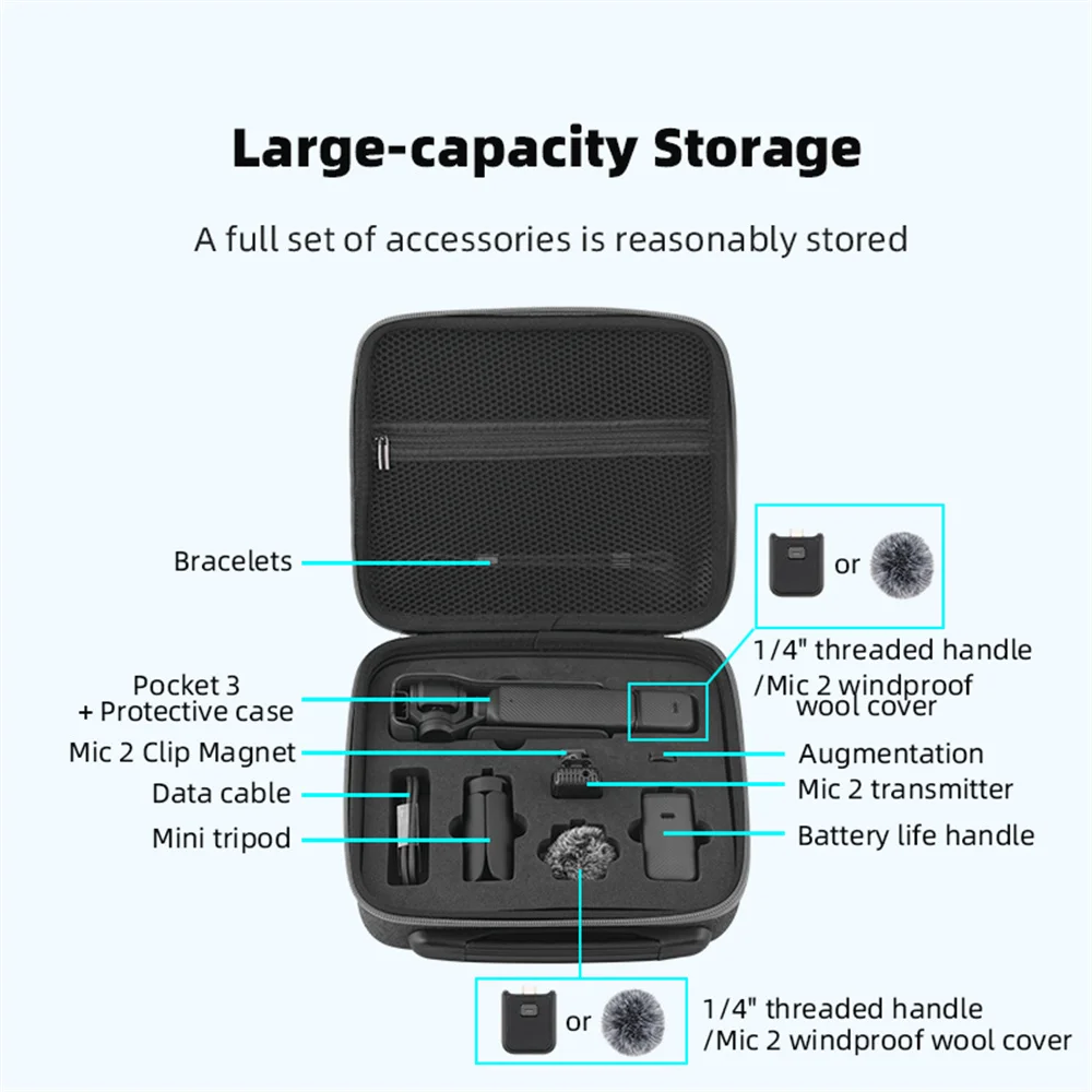 Bolso de almacenamiento para DJI Osmo Pocket 3, bolsa de transporte de mano, accesorios de cámara interior EVA, estuche protector a prueba de golpes, caja de viaje
