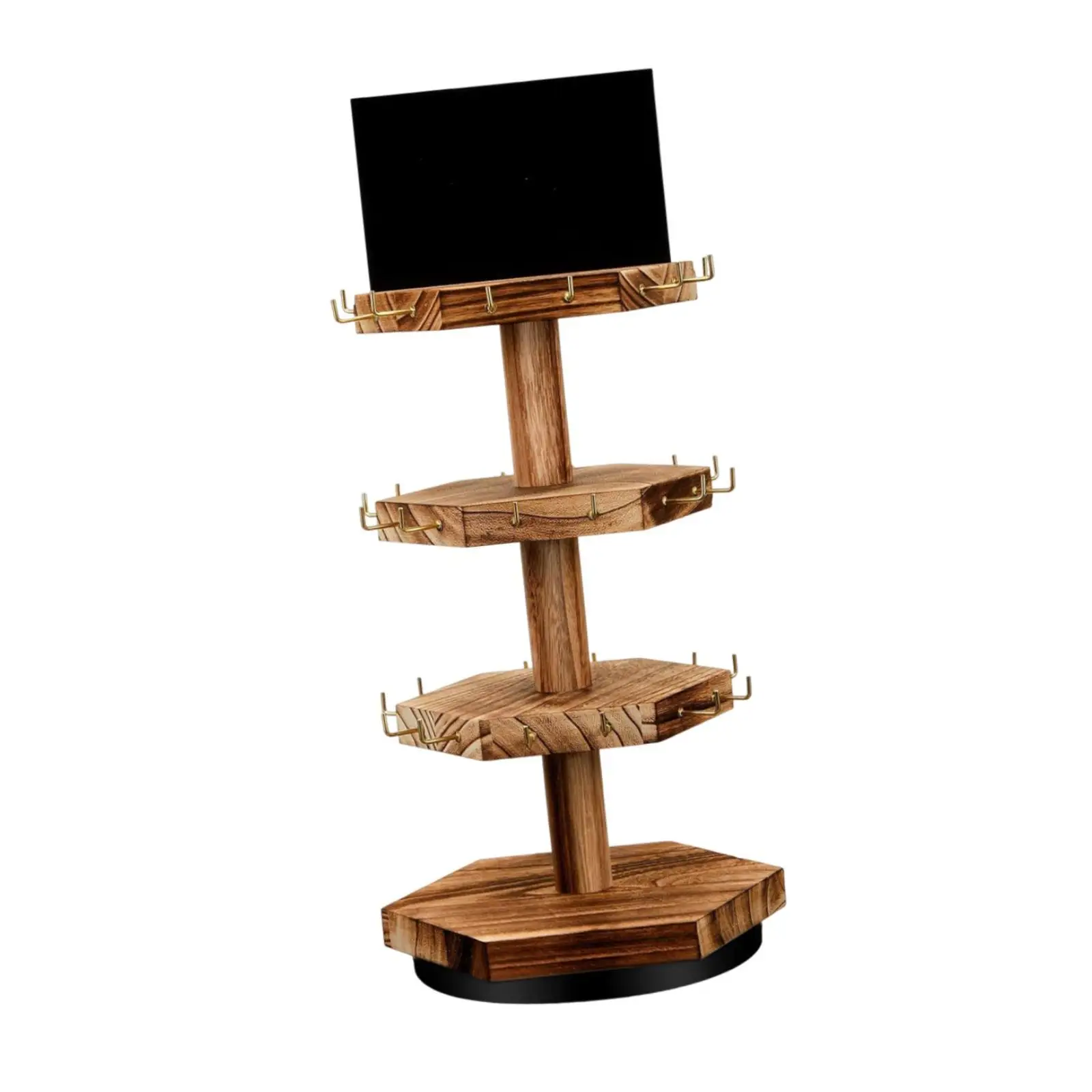 

Вращающийся деревянный органайзер-витрина для украшений: подставка для колье, подвесок, браслетов, для туалетного столика