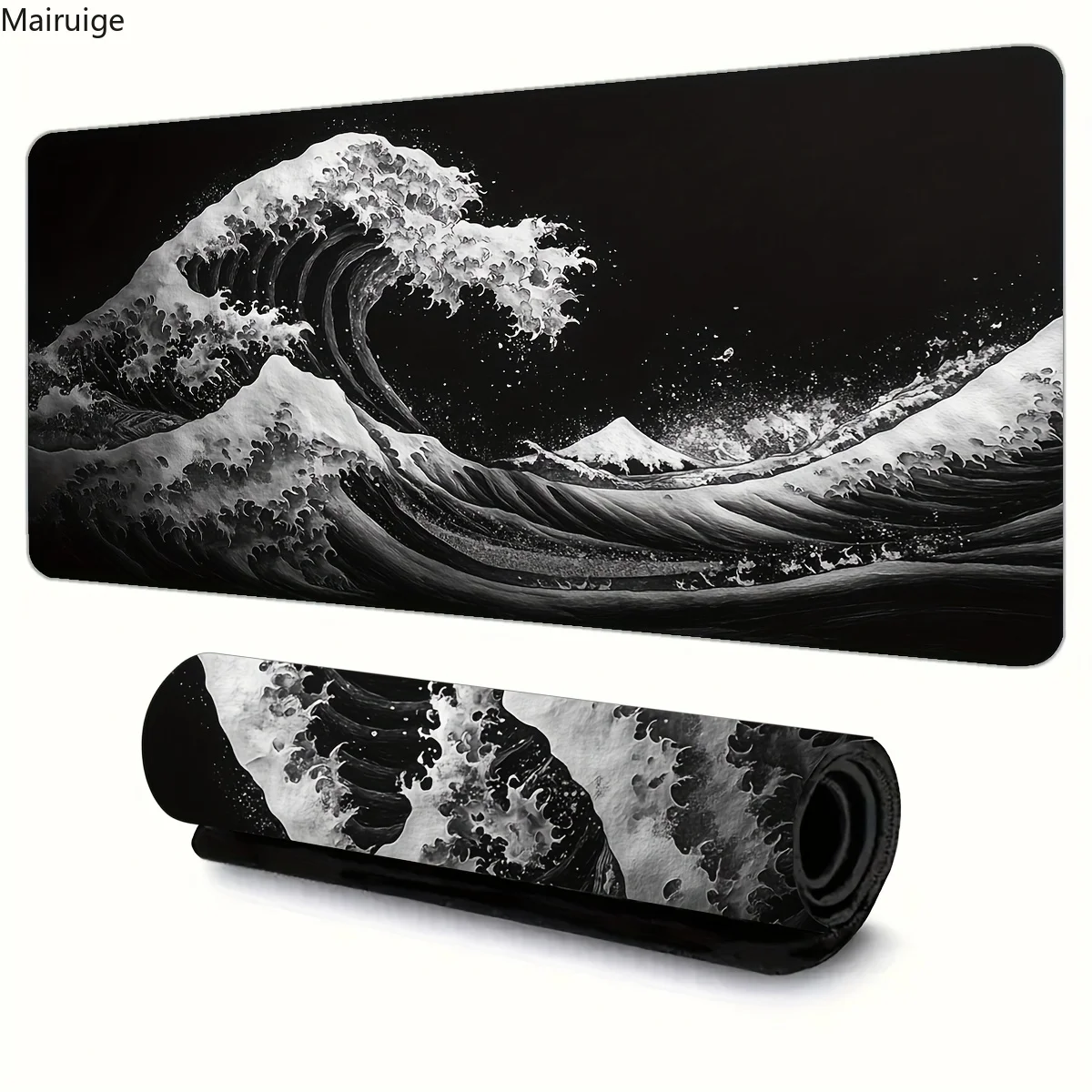 Black Sea Wave Design Mouse Pad Large Computer Office Table Mat Rubber Anti-slip Gaming Keyboard Mousepad Long Desk Mat 900x400