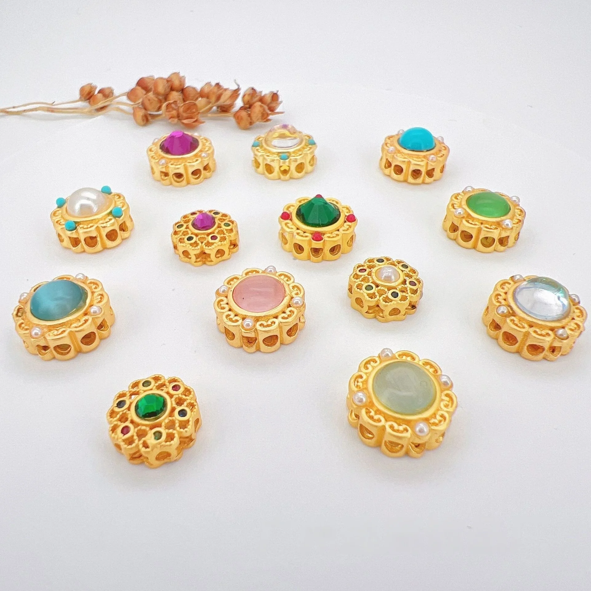 7pcs Copper Gold Plated 18K Jewelry Making Spacer Beads Handmade DIY Bracelet Necklace Making Accessories Loose Beads Wholesale