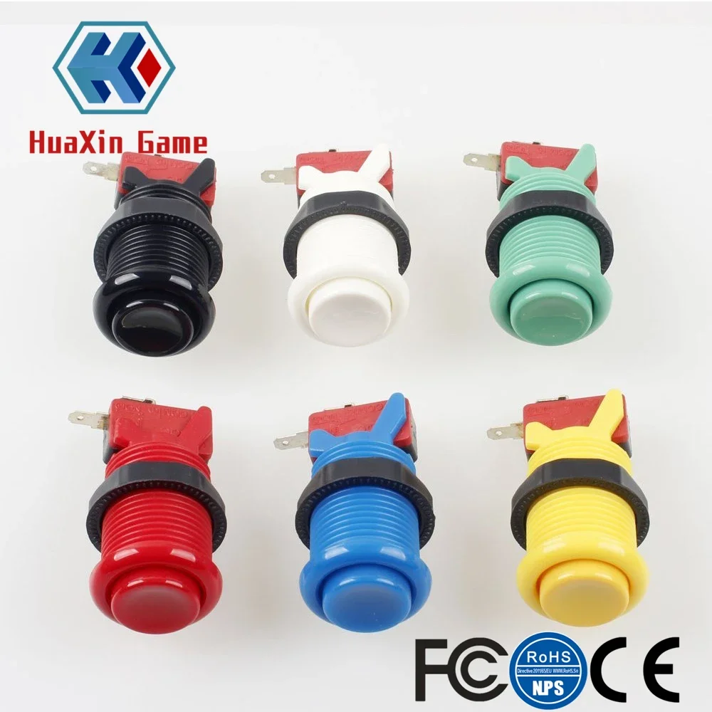 6 Pcs Push Button, Happ American Style, Micro Switch, for All Kinds Multi Arcade Machine, MAME, Raspberry pi, Jamma Game