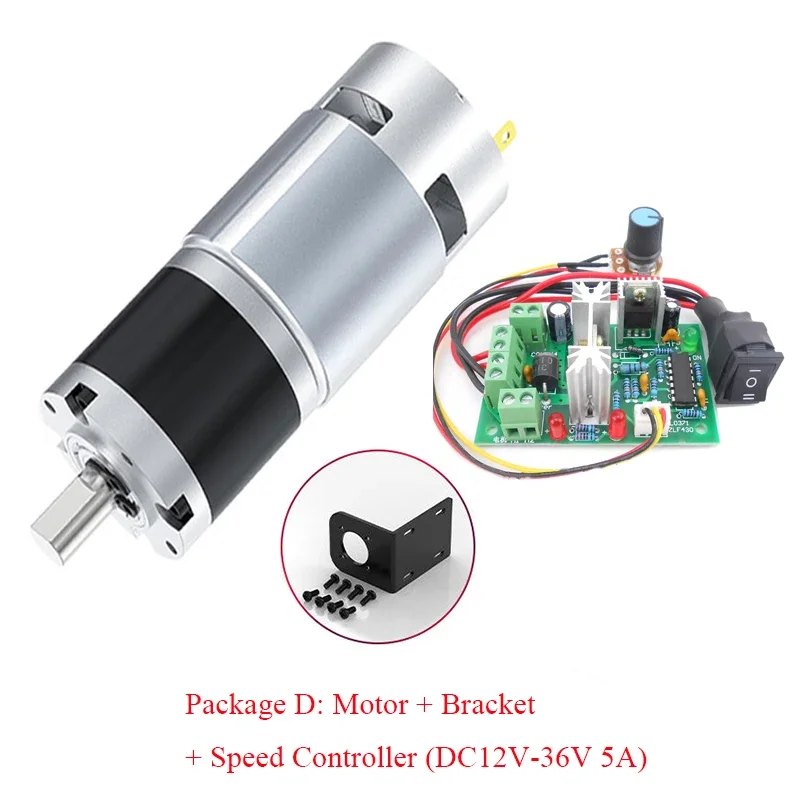 

42-775 Planetary Geared Motor High Torque Slow Speed Adjustable Cw/ccw 42mm Brushed Gear Motor 12v24v 8rpm~1600rpm 1.3-253kg.cm