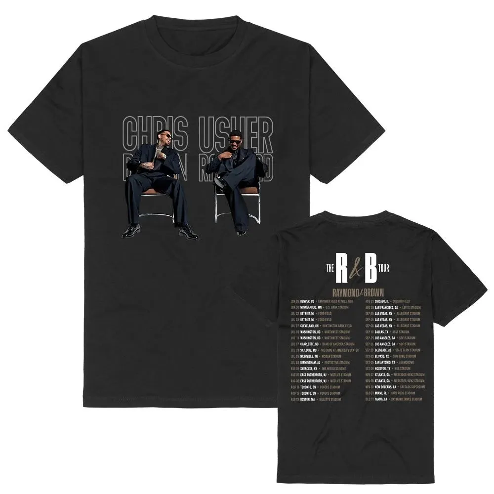 Usher Chris Brown Design Print T-shirt The R&B Tour Merch Tees Summer Cotton Unisex Streetwear Short Sleeve Casual Fashion