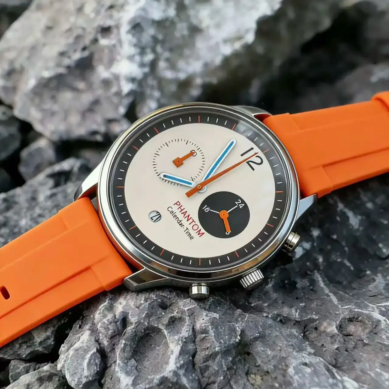 

Мужские часы PHANTOM Sport Chrono - устойчивые к царапинам износостойкие часы из нержавеющей стали, с секундомером и календарем, водонепроницаемые кварцевые часы
