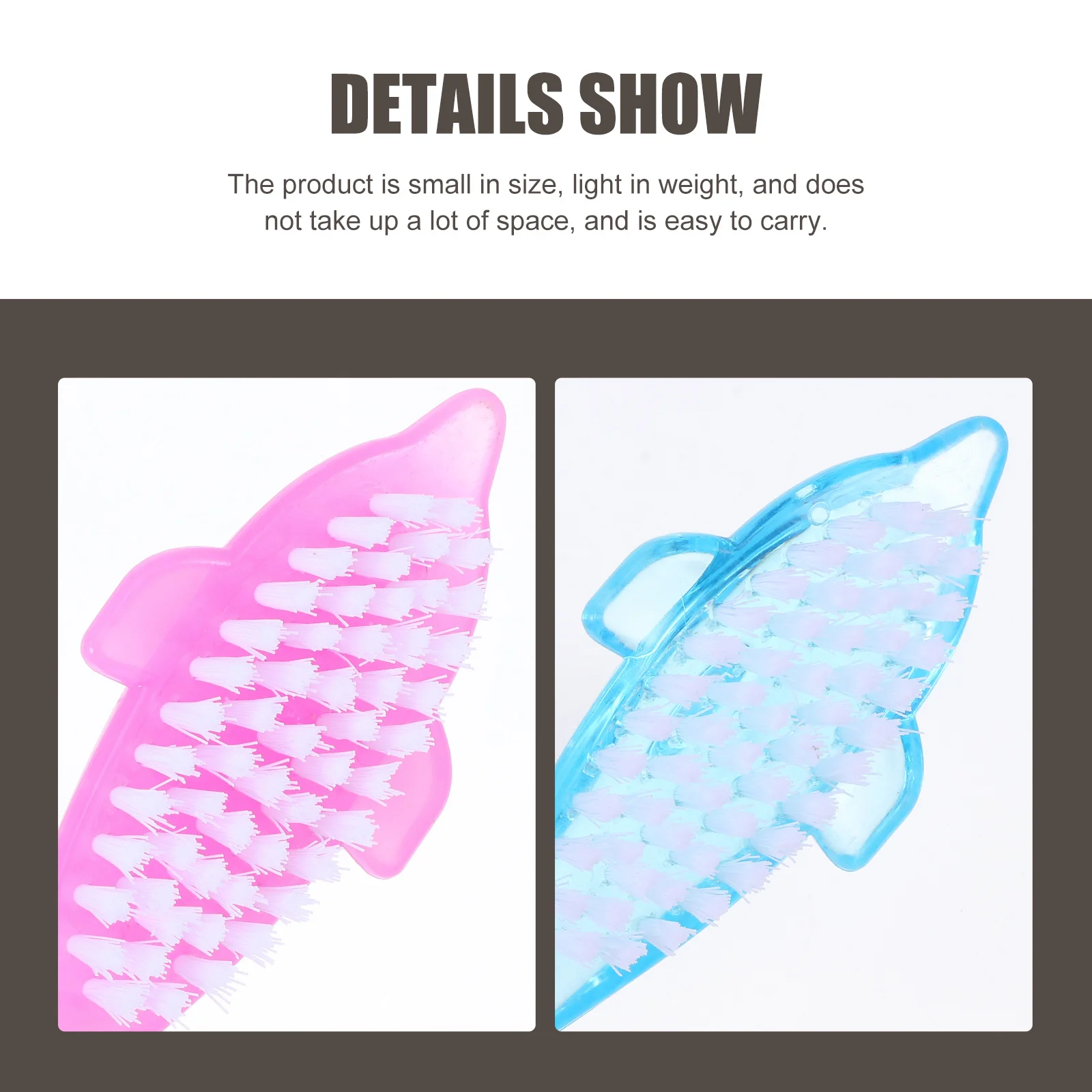 

5Pcs Nail Brush Assorted Colors Animal Design High Grade Plastic Compact Cleaning Brush for Fingernails Manicure Art Dust