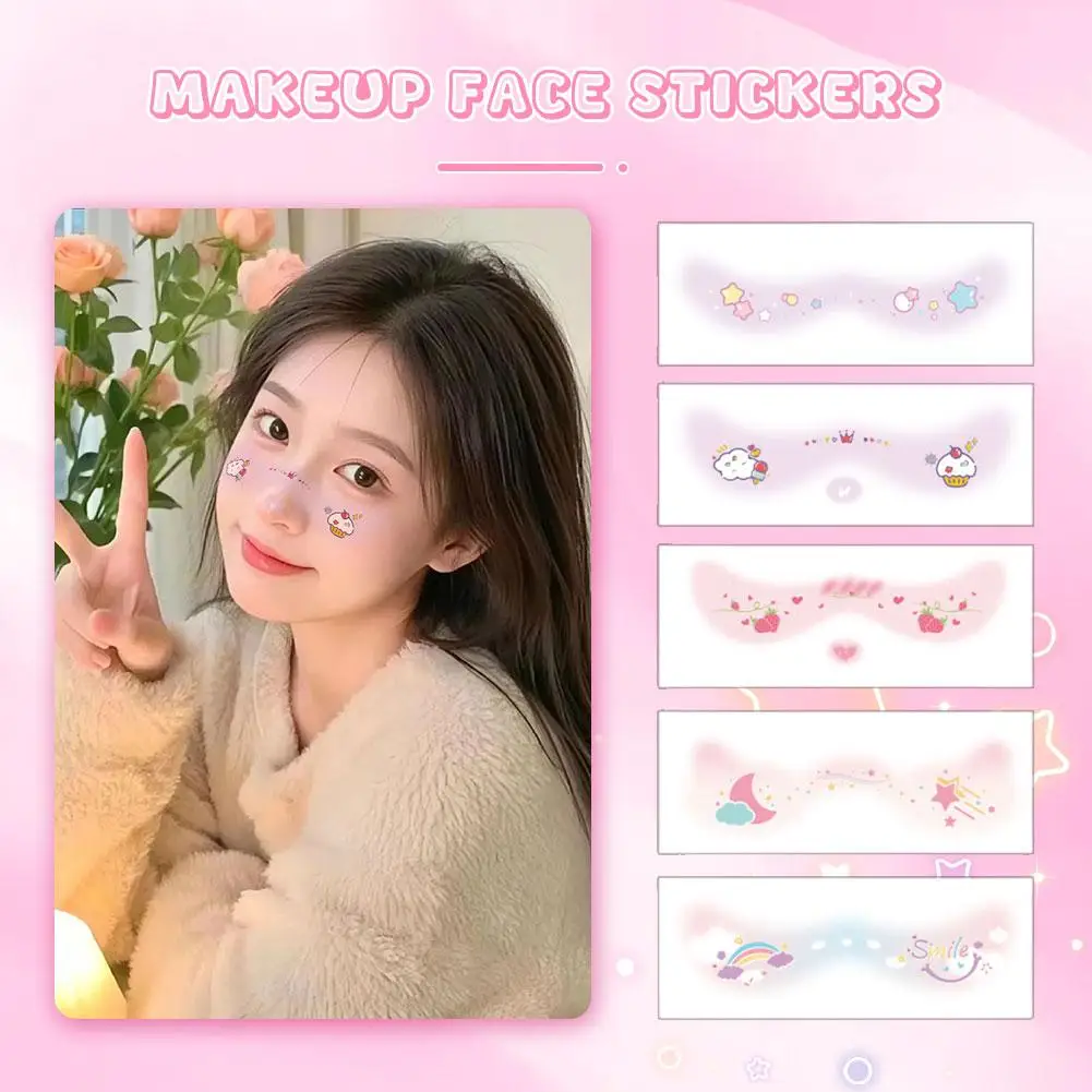ملصق مكياج للوجه ركن العيون، ملصق تاتو مؤقت، فن الجسم، حفلة ذاتية اللصق، حب إبداعي، لطيف، ملون، حلو