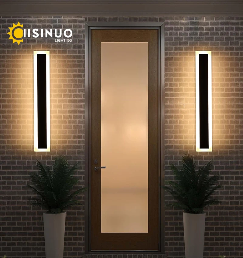 

LED Wall Sconces Outdoor Garden Lights 3000K Warm White IP65 Waterproof Black Long Linear Wall Lighting for Garage Patio Balcony