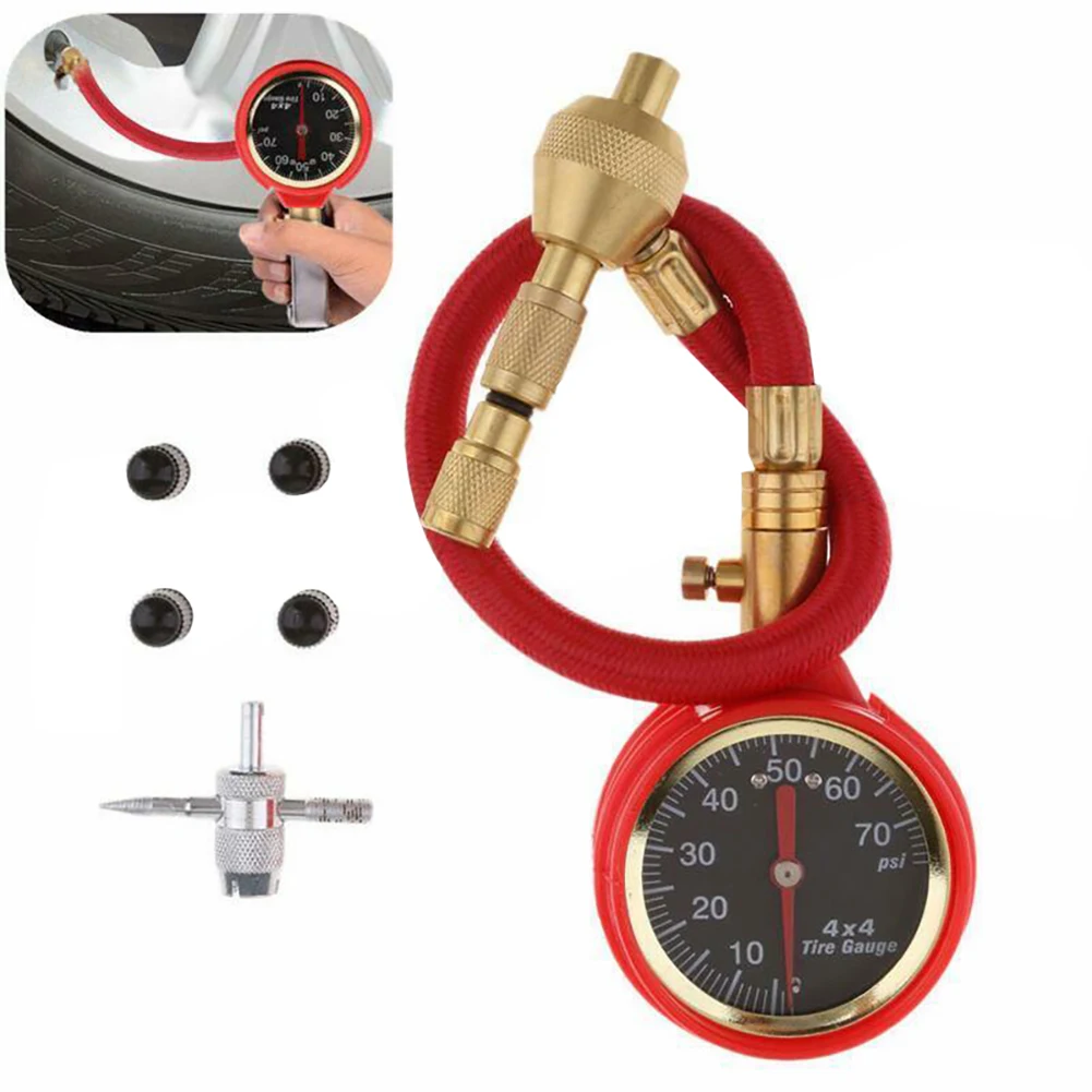 

Tire Pressure Gauge With Long Hose Air Pressure Gauge Tire Deflator Pointer Meter Tire Gauge For Car SUV Truck Motorcycle