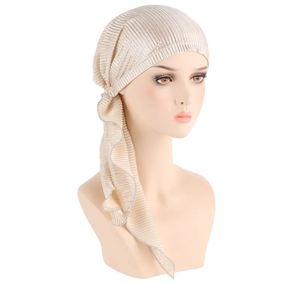 Women Pre-Tied Chemo Cap Muslim Hijab Head Scarf Hair Loss Hat Turban Headwear