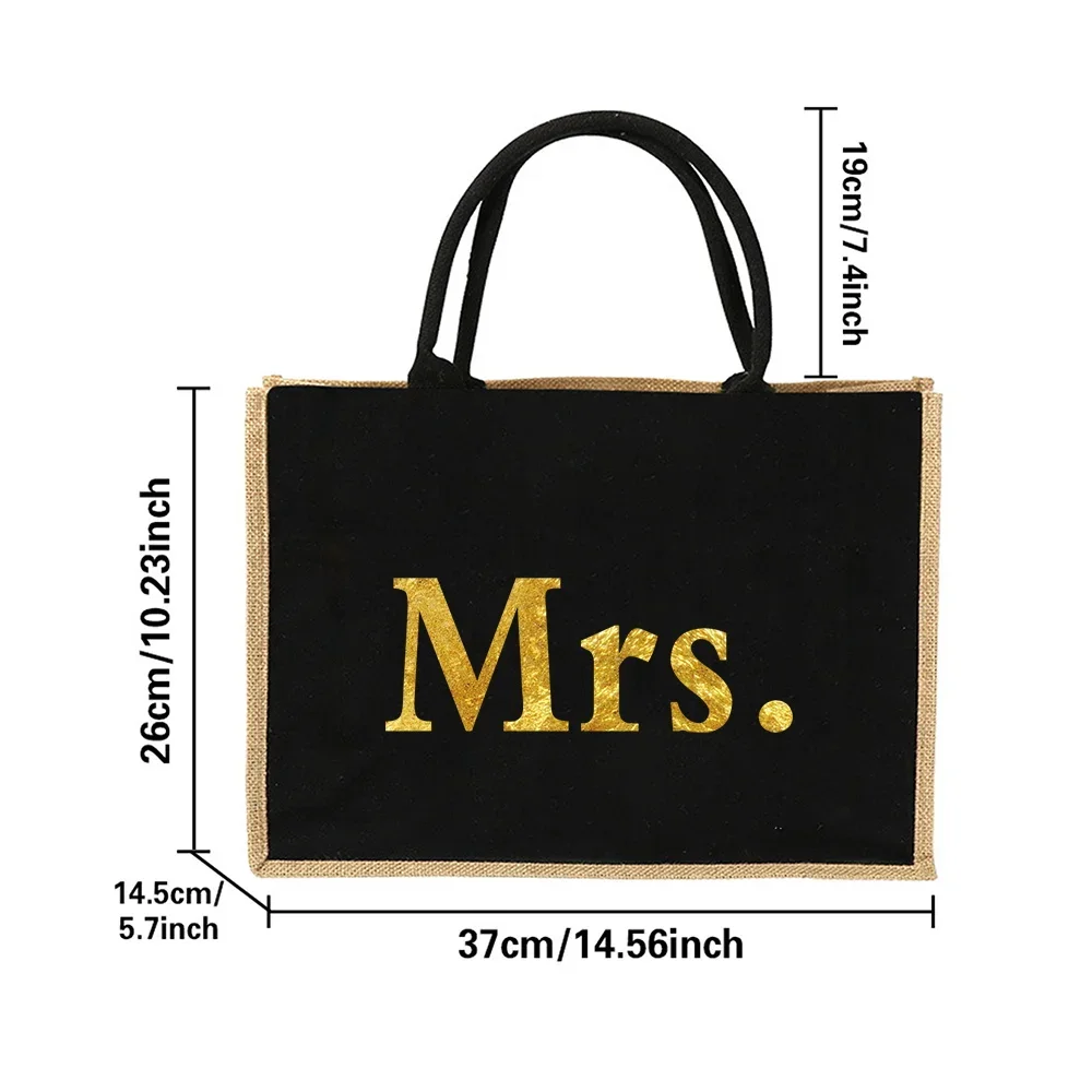 Customizable Name Linen Handbag Linen Handbag Reusable Eco Friendly Grocery Storage Bag Retro Beach Bag Customized Product
