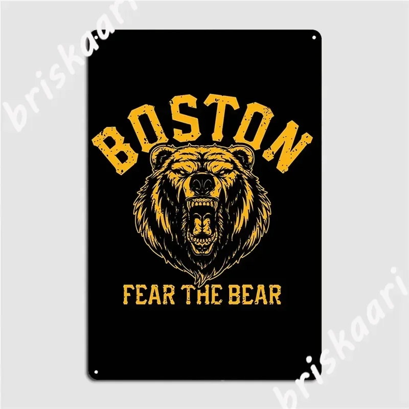 The Bear Hockey Beware Of Boston Sports Fan Metal Signs pub Custom Wall Decor Living Room Tin sign Posters