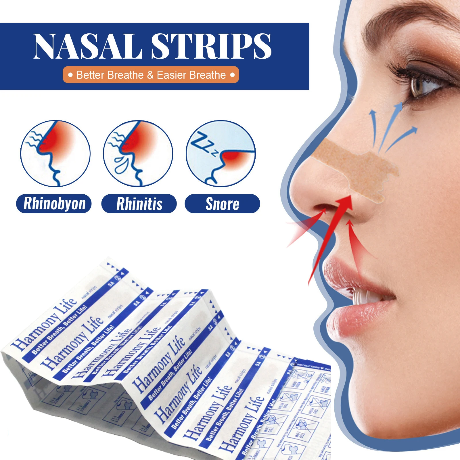 Nasal Strips To Stop Snoring Nose Patch Good Sleeping Clear Product Easier Better Breathe Sleep Aid Device Health Care Product