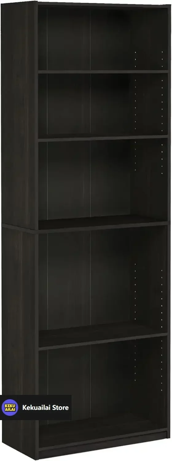 

FURINNO JAYA Просто дома Книжный шкаф с 5 полками, 5 ярусов, эспрессо