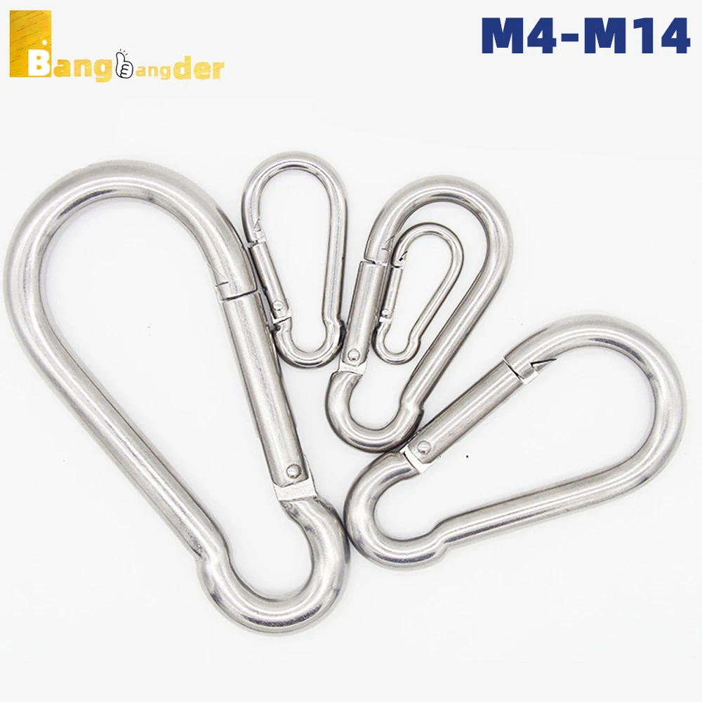 1-10Pcs M4 M5 M6 M8 M10 M12 M14 Galvanized Spring Snap Carabiner Quick Link Lock Ring Hook snap shackle Chain Fastener Hook