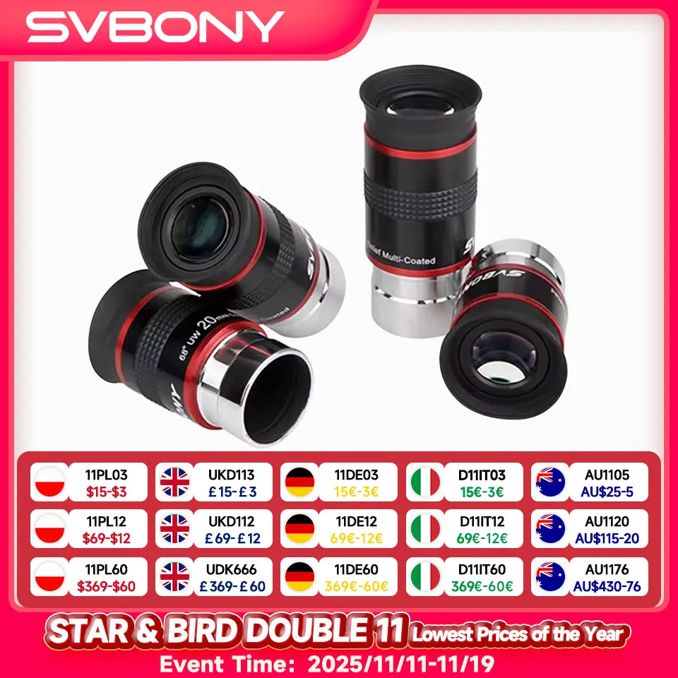 Wide Angle Telescope Eyepiece Set 1.25"