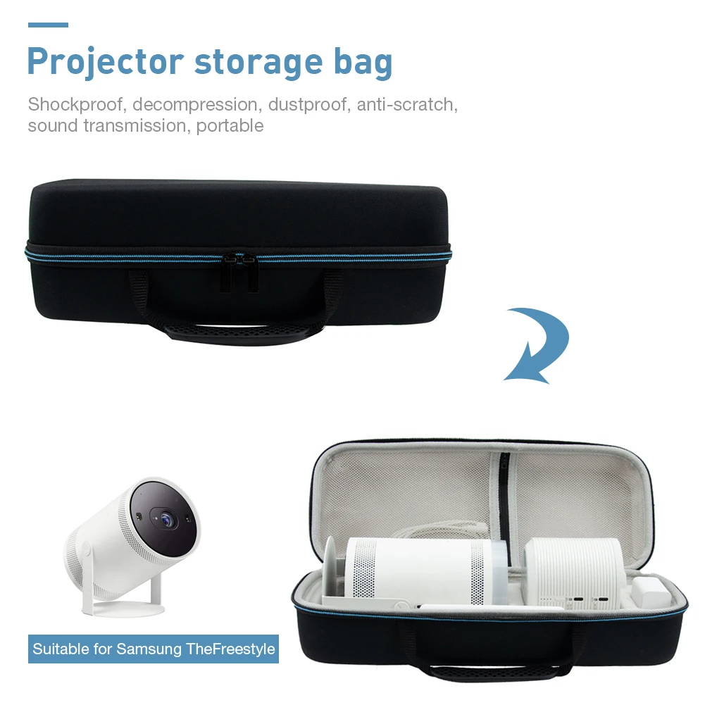 Bolsas de transporte para proyector, estuche de almacenamiento Protector con cremallera a prueba de polvo para Samsung The Freestyle